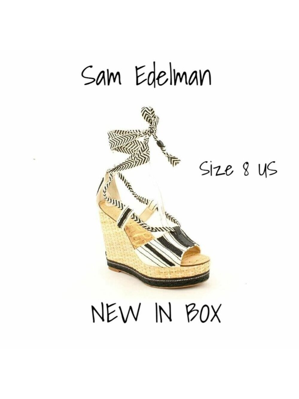 New Sam Edelman Canvas Wedge Shoes Size 8 - Stylish and Comfortable New In Box - Picture 3 of 10